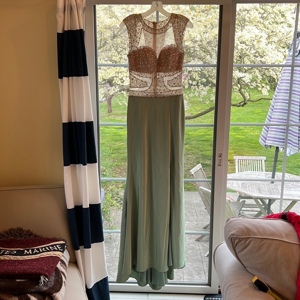 Sage Green Sequin Gown